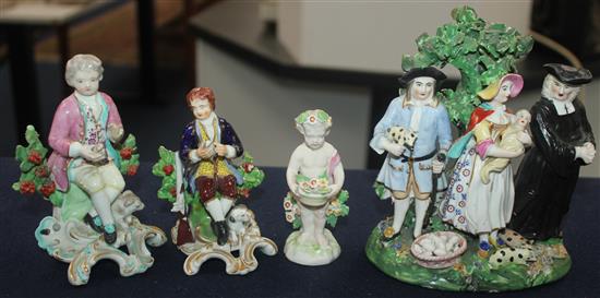 Four Derby porcelain groups or figures, late 18th / early 19th century,